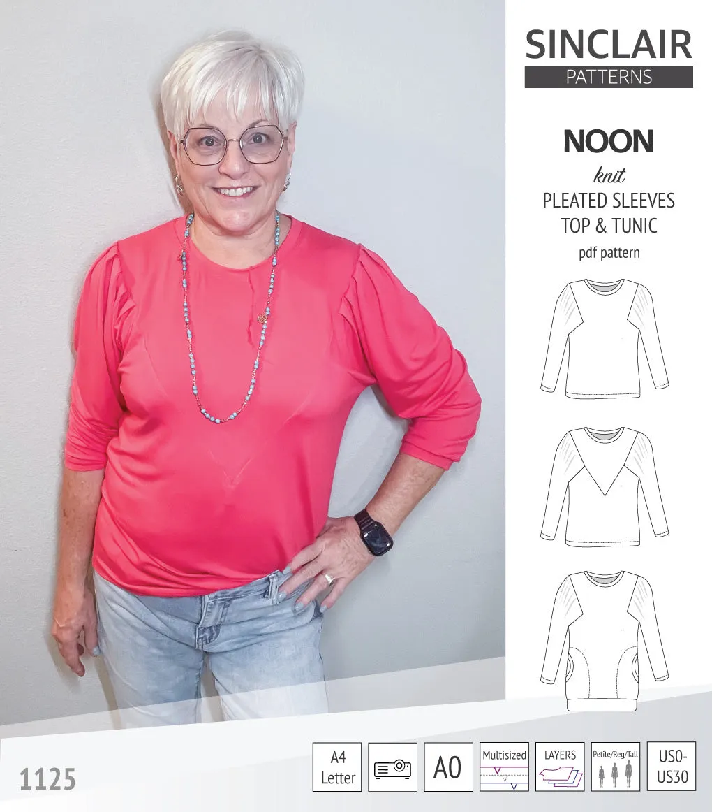 Noon pleated sleeves knit top and tunic (PDF)