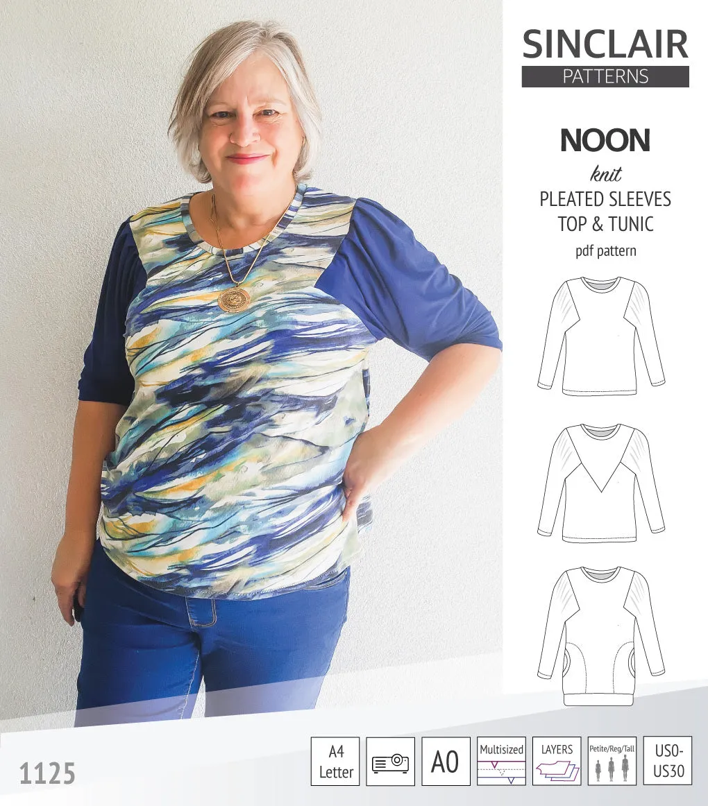 Noon pleated sleeves knit top and tunic (PDF)