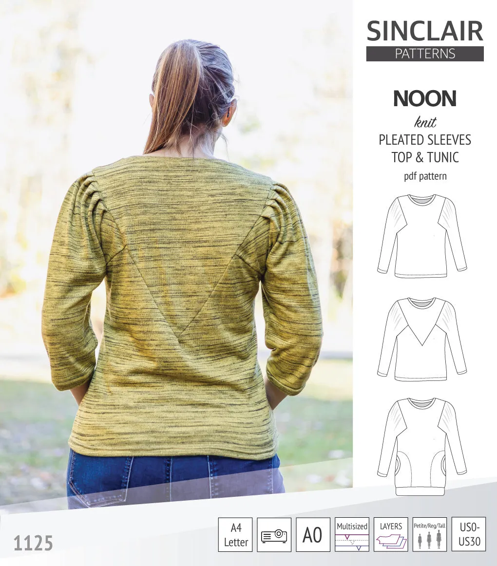 Noon pleated sleeves knit top and tunic (PDF)