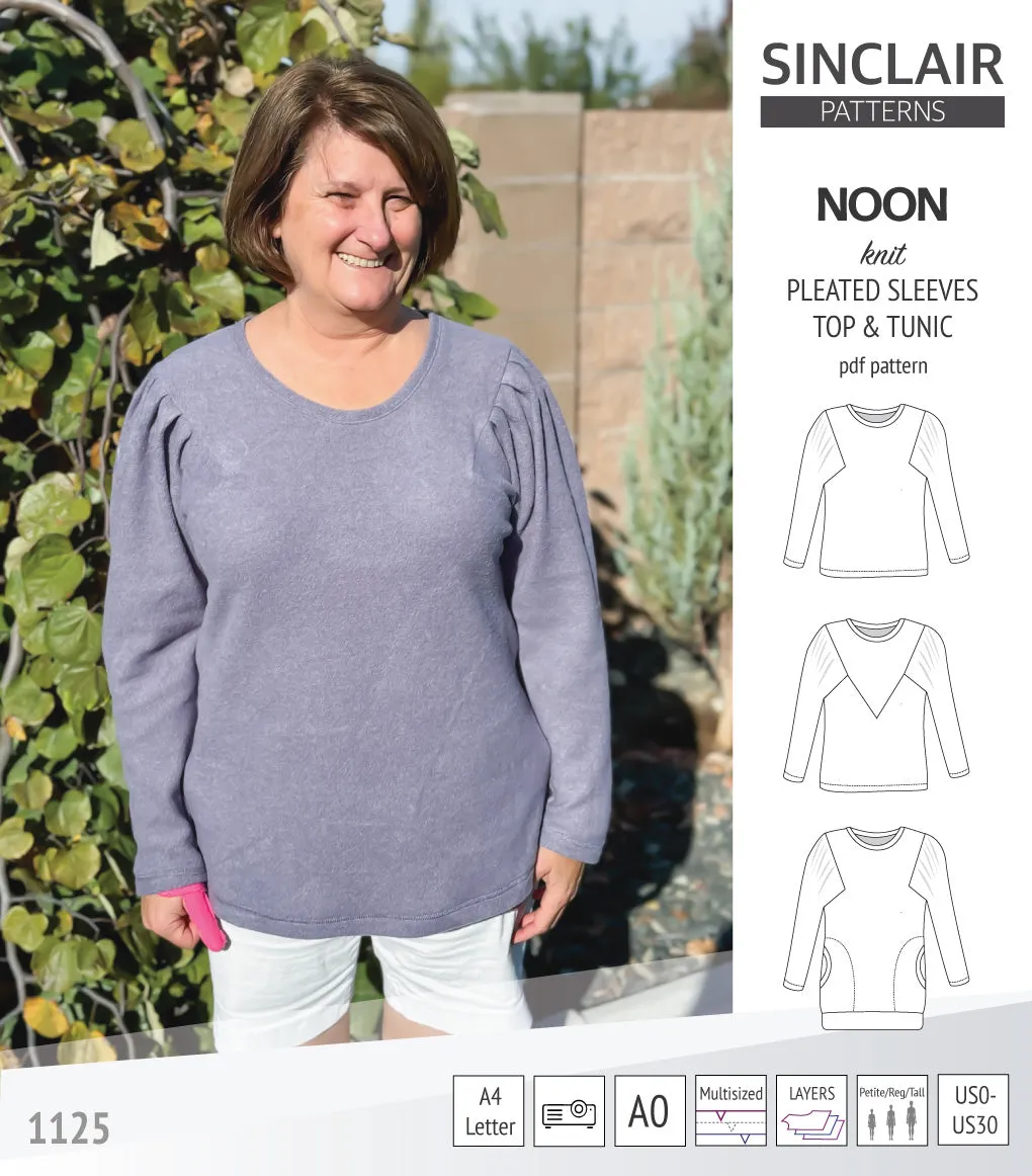 Noon pleated sleeves knit top and tunic (PDF)
