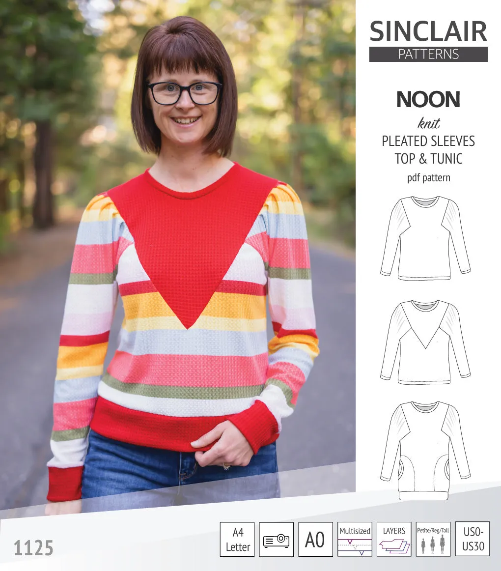 Noon pleated sleeves knit top and tunic (PDF)