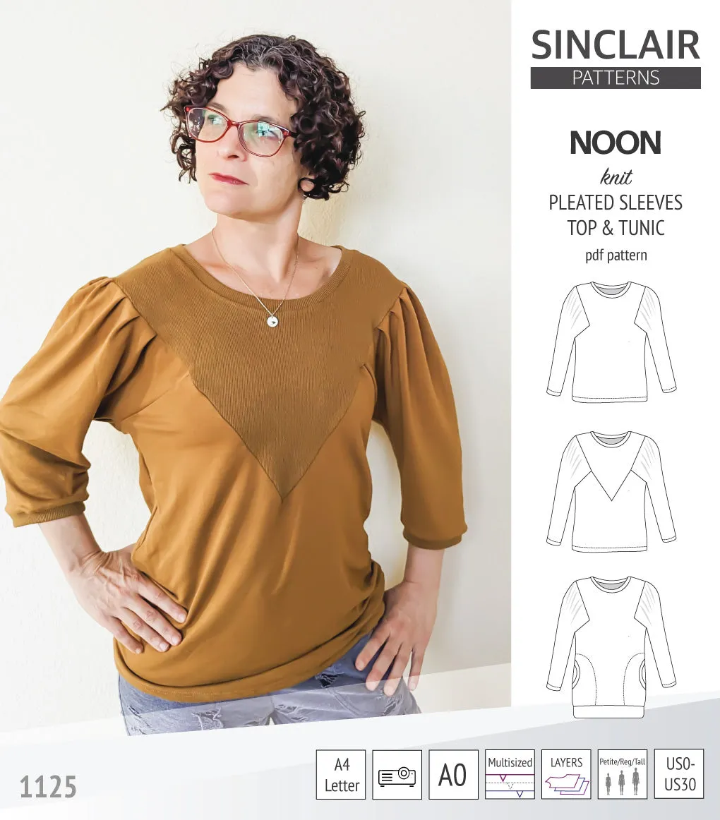 Noon pleated sleeves knit top and tunic (PDF)