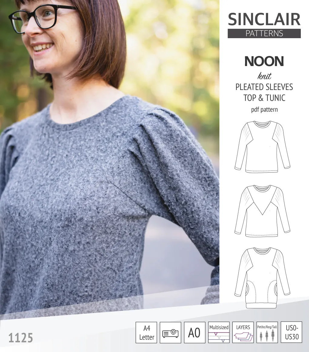 Noon pleated sleeves knit top and tunic (PDF)