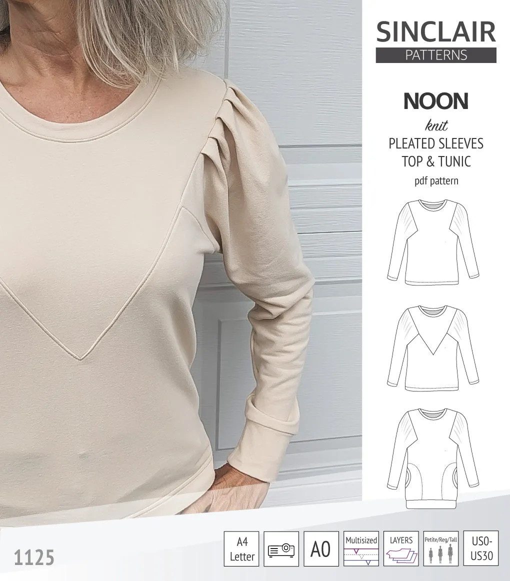 Noon pleated sleeves knit top and tunic (PDF)