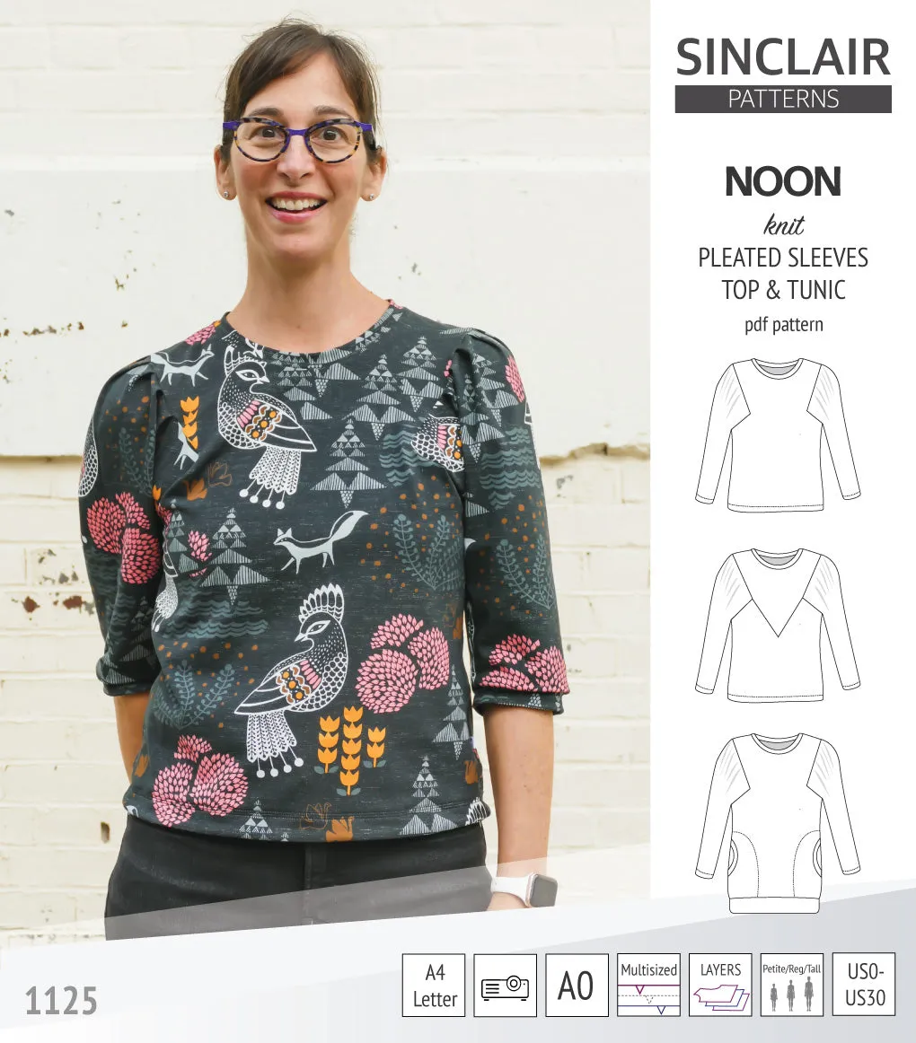 Noon pleated sleeves knit top and tunic (PDF)