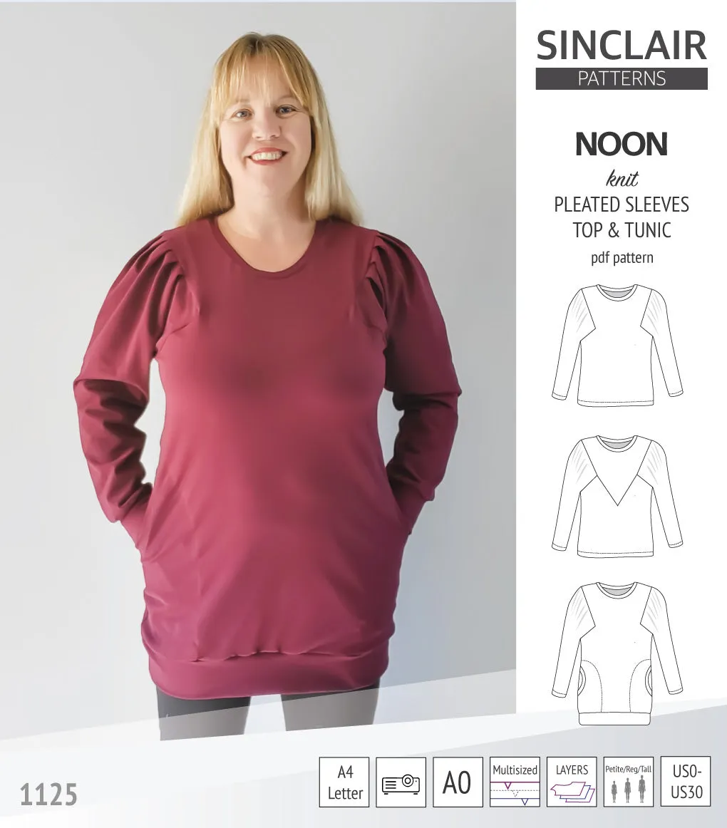 Noon pleated sleeves knit top and tunic (PDF)