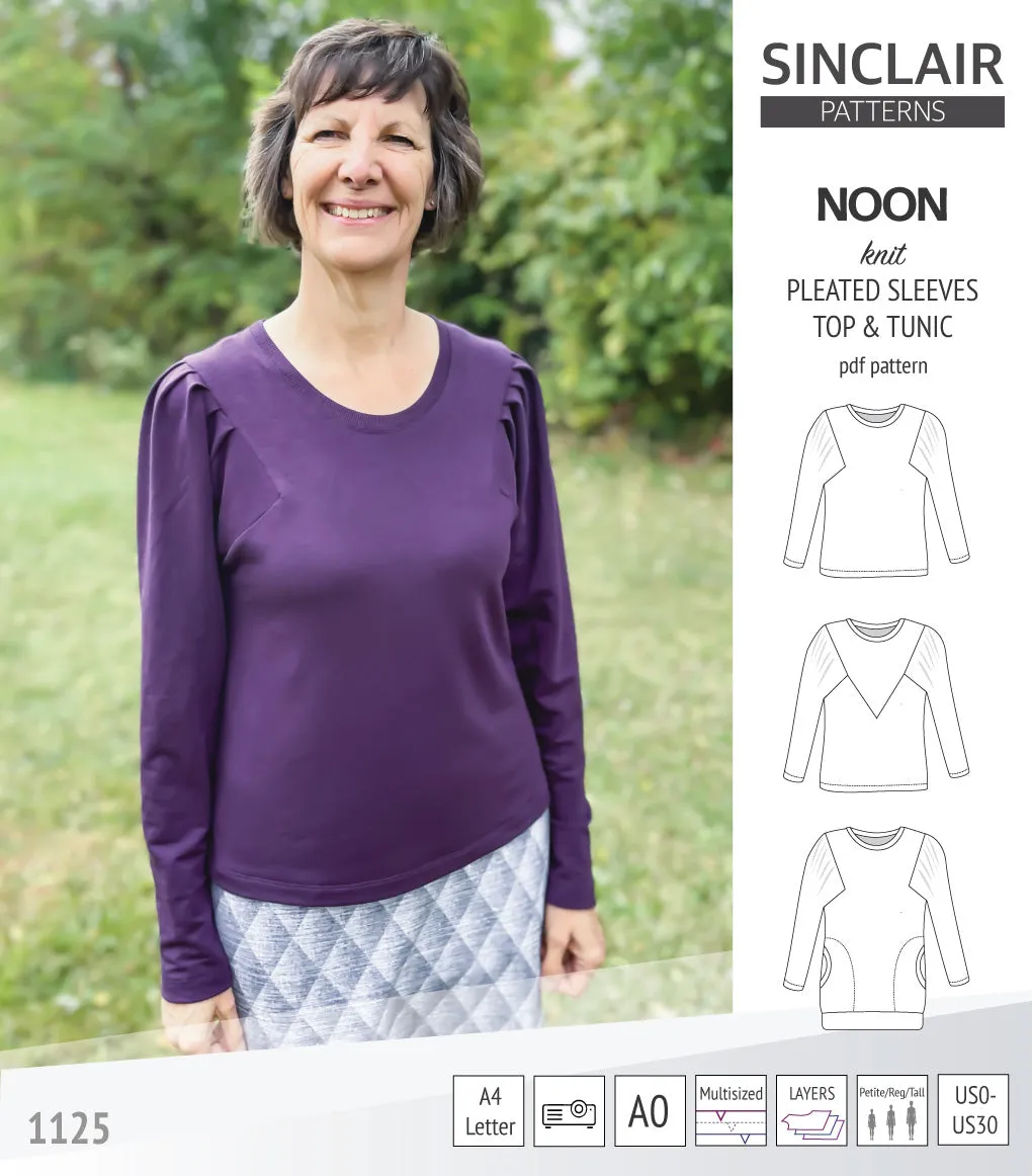 Noon pleated sleeves knit top and tunic (PDF)