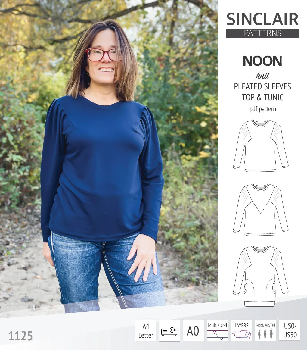 Noon pleated sleeves knit top and tunic (PDF)