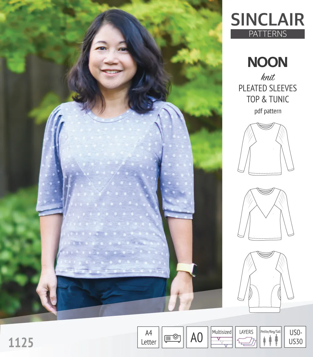 Noon pleated sleeves knit top and tunic (PDF)
