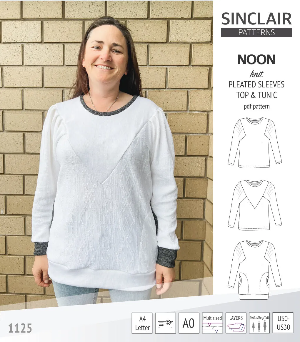 Noon pleated sleeves knit top and tunic (PDF)