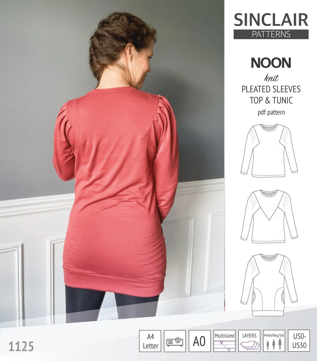 Noon pleated sleeves knit top and tunic (PDF)
