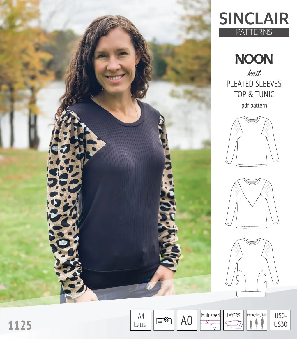 Noon pleated sleeves knit top and tunic (PDF)