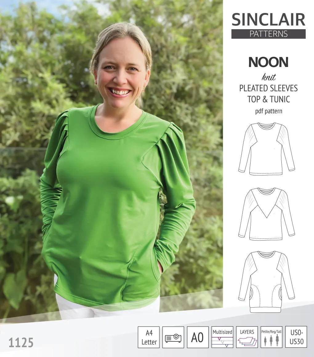 Noon pleated sleeves knit top and tunic (PDF)