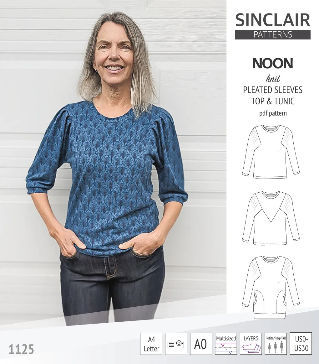 Noon pleated sleeves knit top and tunic (PDF)