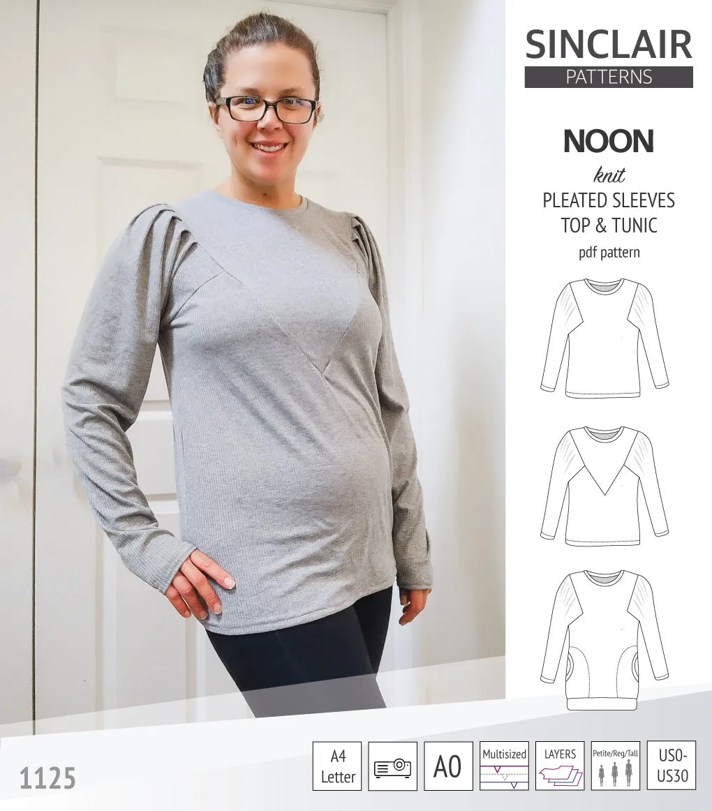 Noon pleated sleeves knit top and tunic (PDF)
