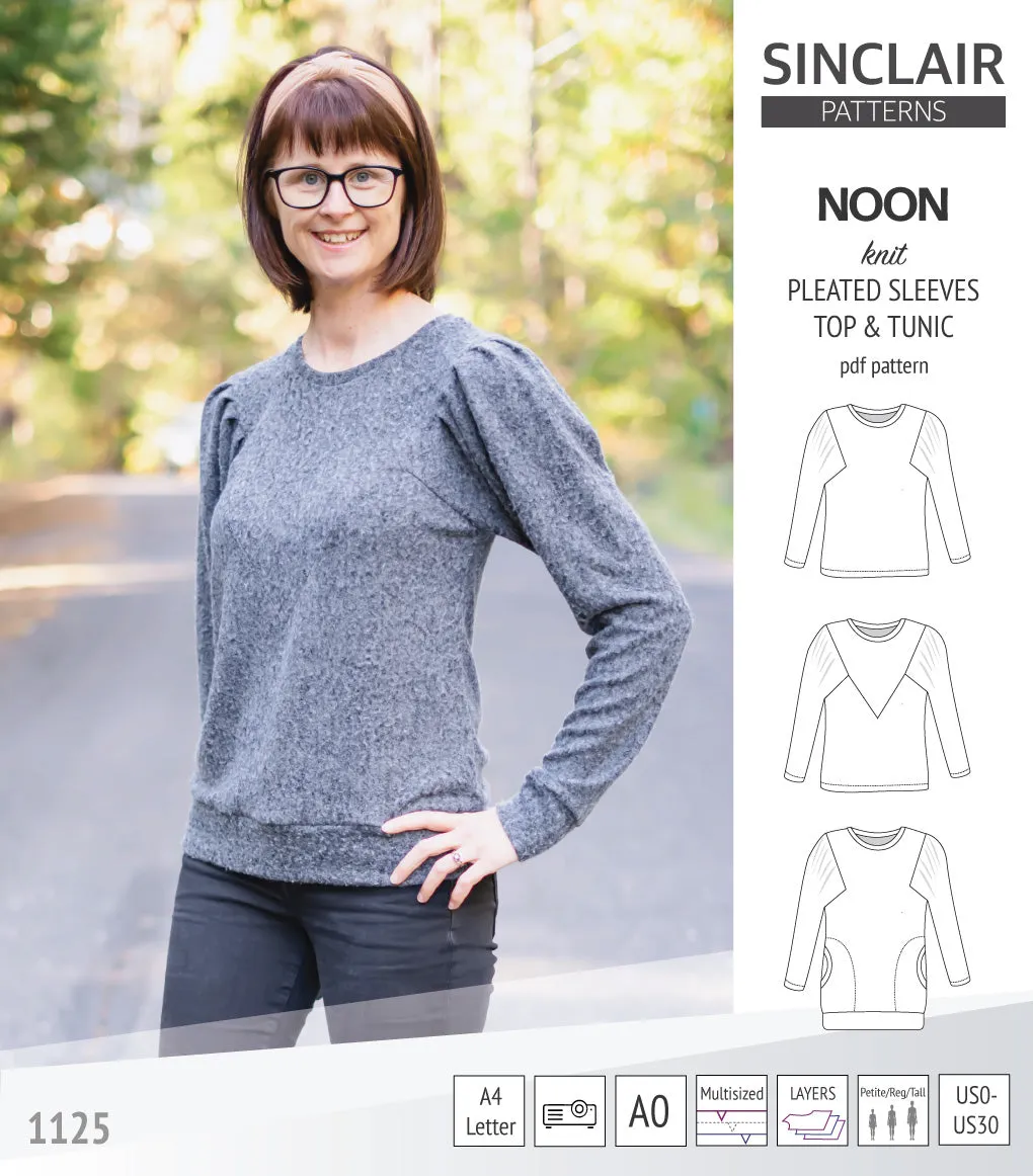 Noon pleated sleeves knit top and tunic (PDF)