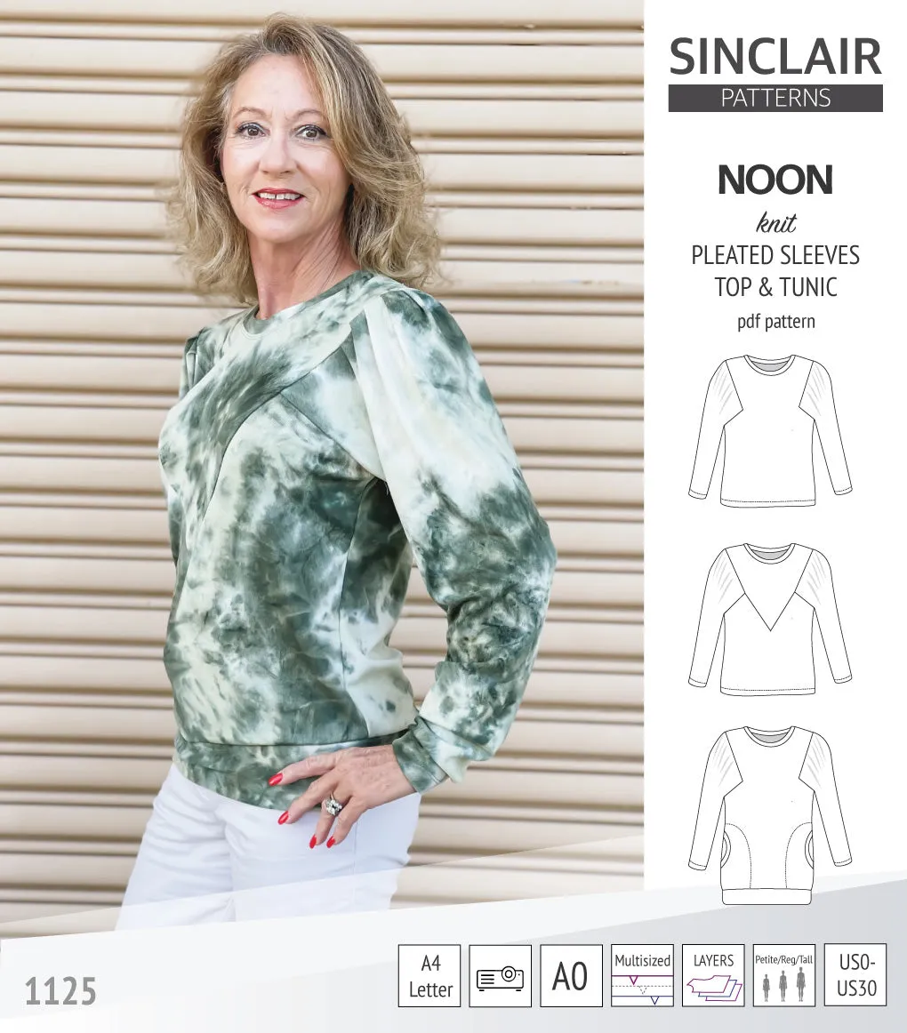 Noon pleated sleeves knit top and tunic (PDF)
