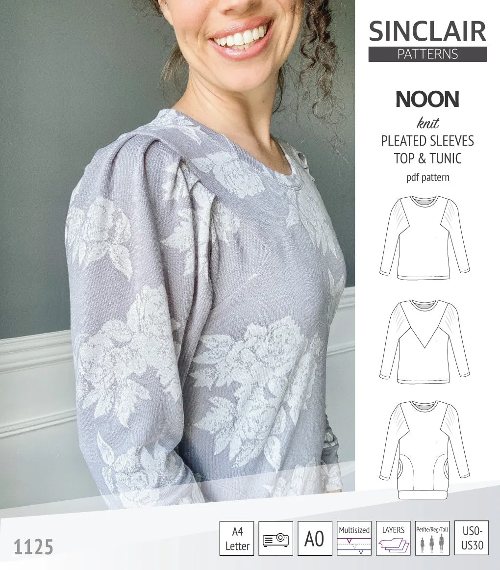 Noon pleated sleeves knit top and tunic (PDF)