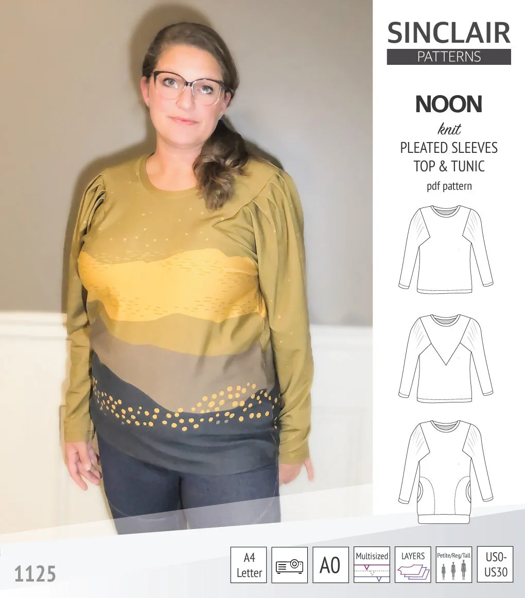 Noon pleated sleeves knit top and tunic (PDF)