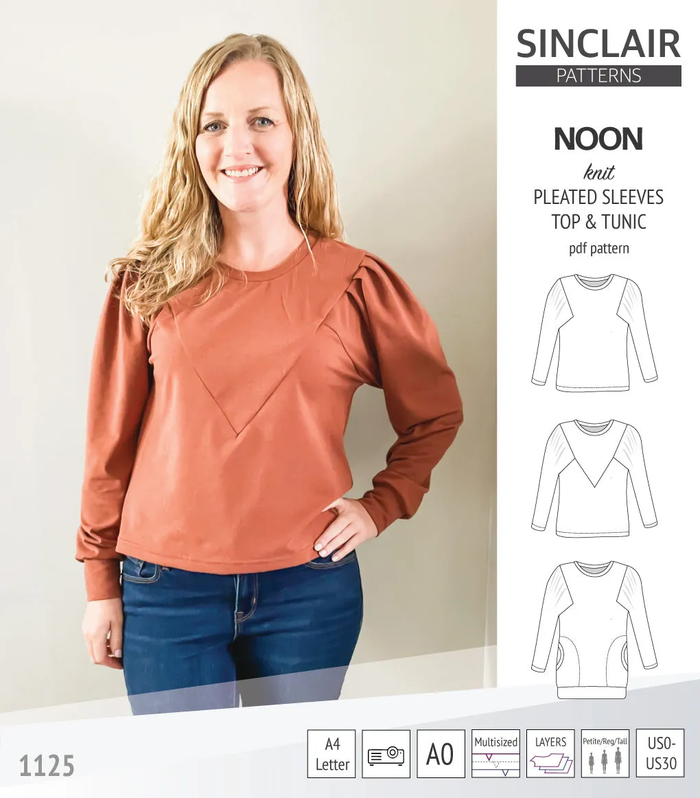 Noon pleated sleeves knit top and tunic (PDF)