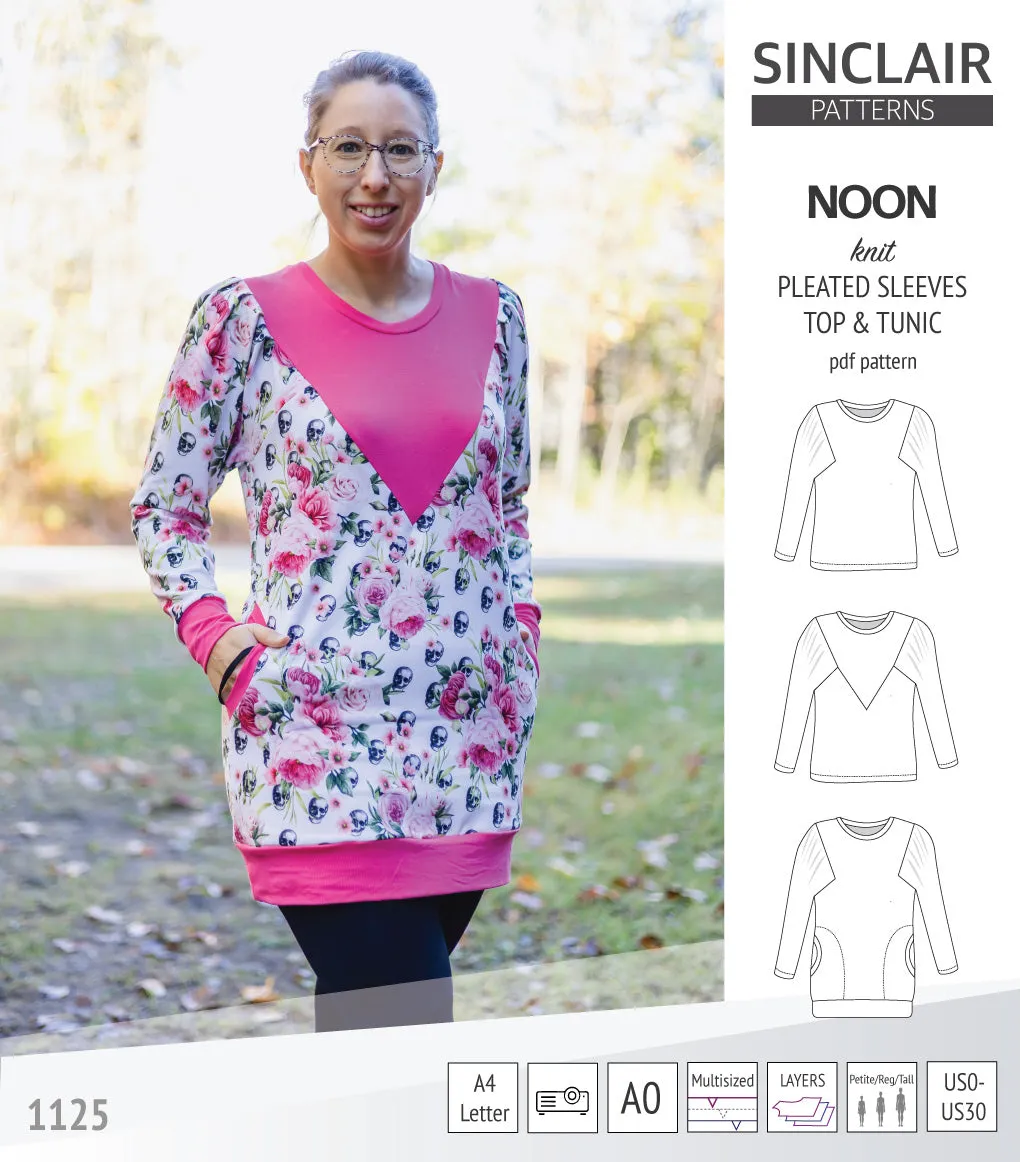 Noon pleated sleeves knit top and tunic (PDF)
