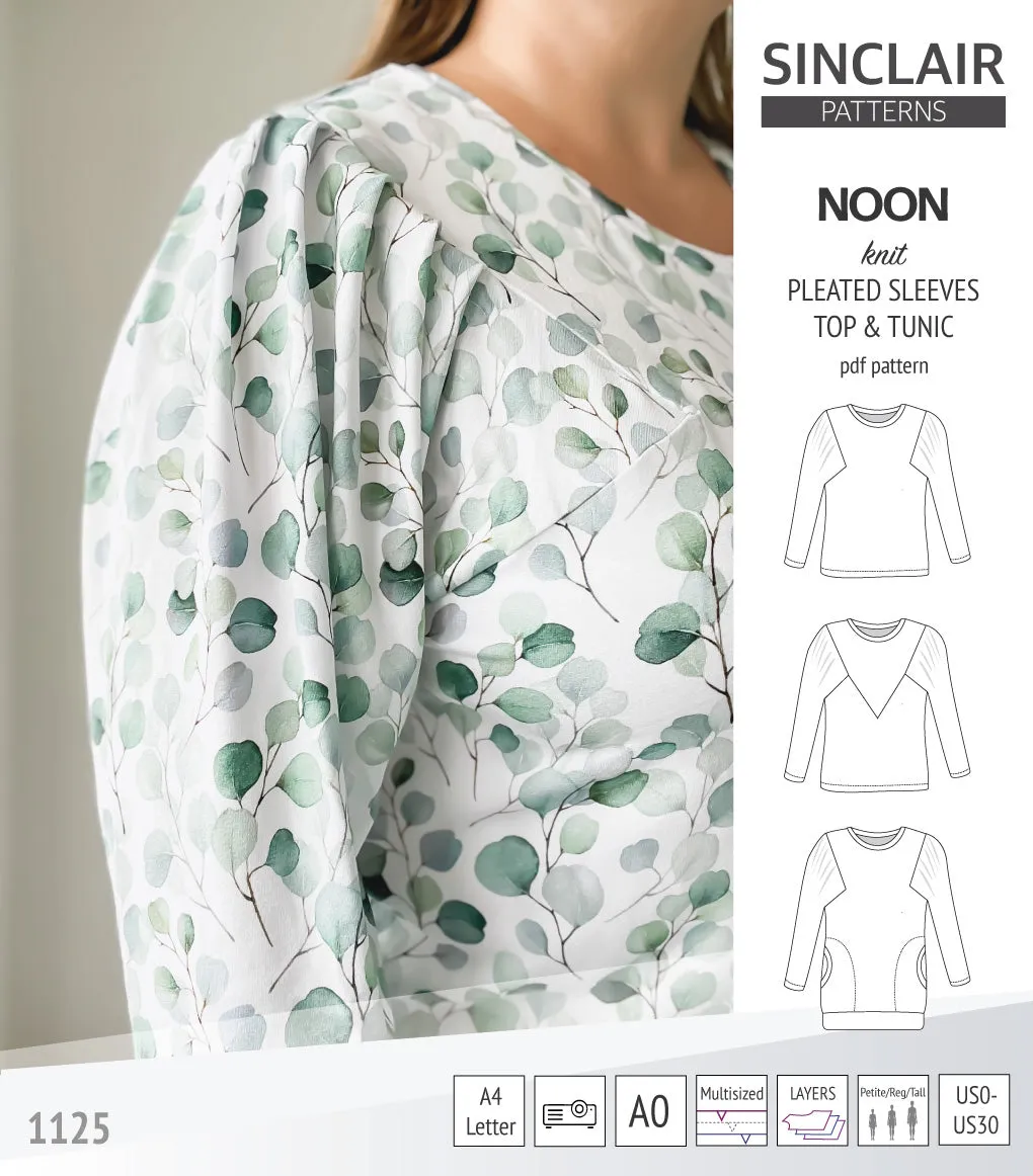 Noon pleated sleeves knit top and tunic (PDF)