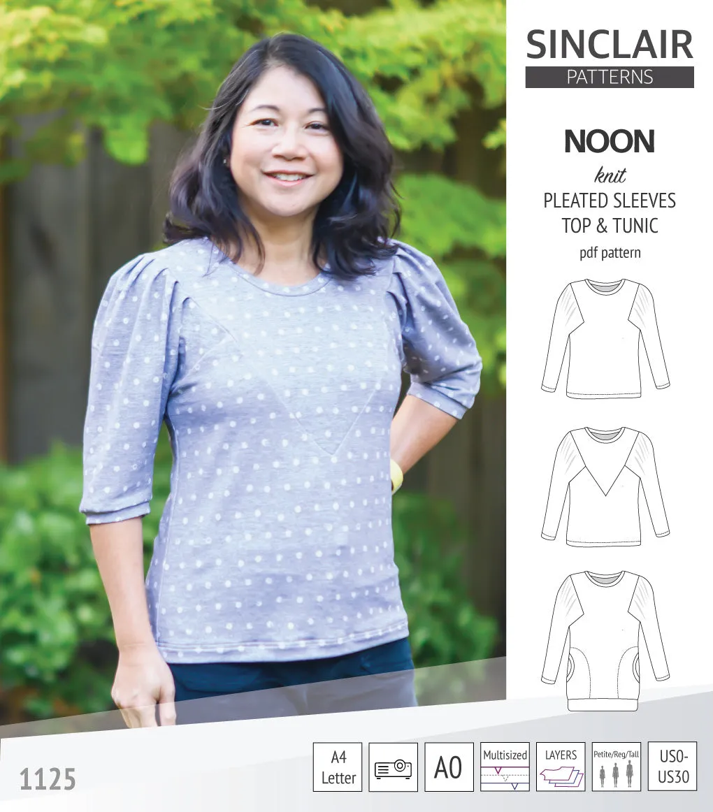 Noon pleated sleeves knit top and tunic (PDF)