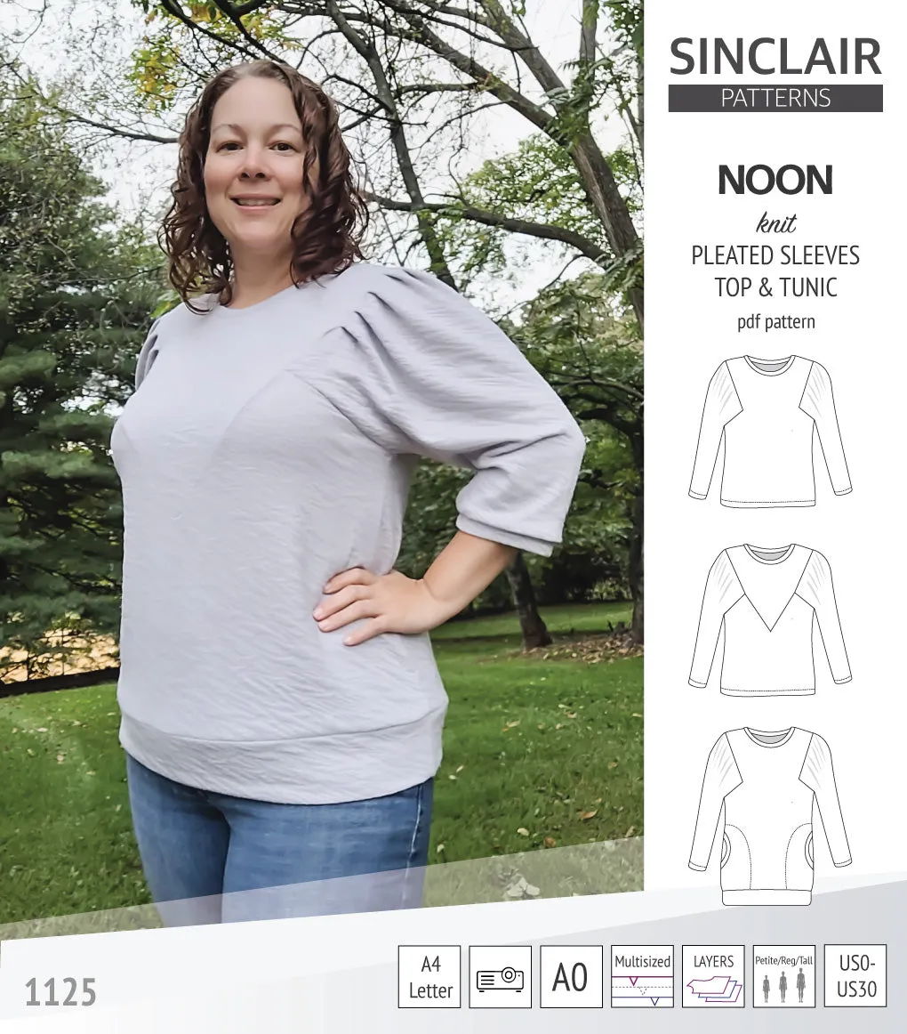 Noon pleated sleeves knit top and tunic (PDF)