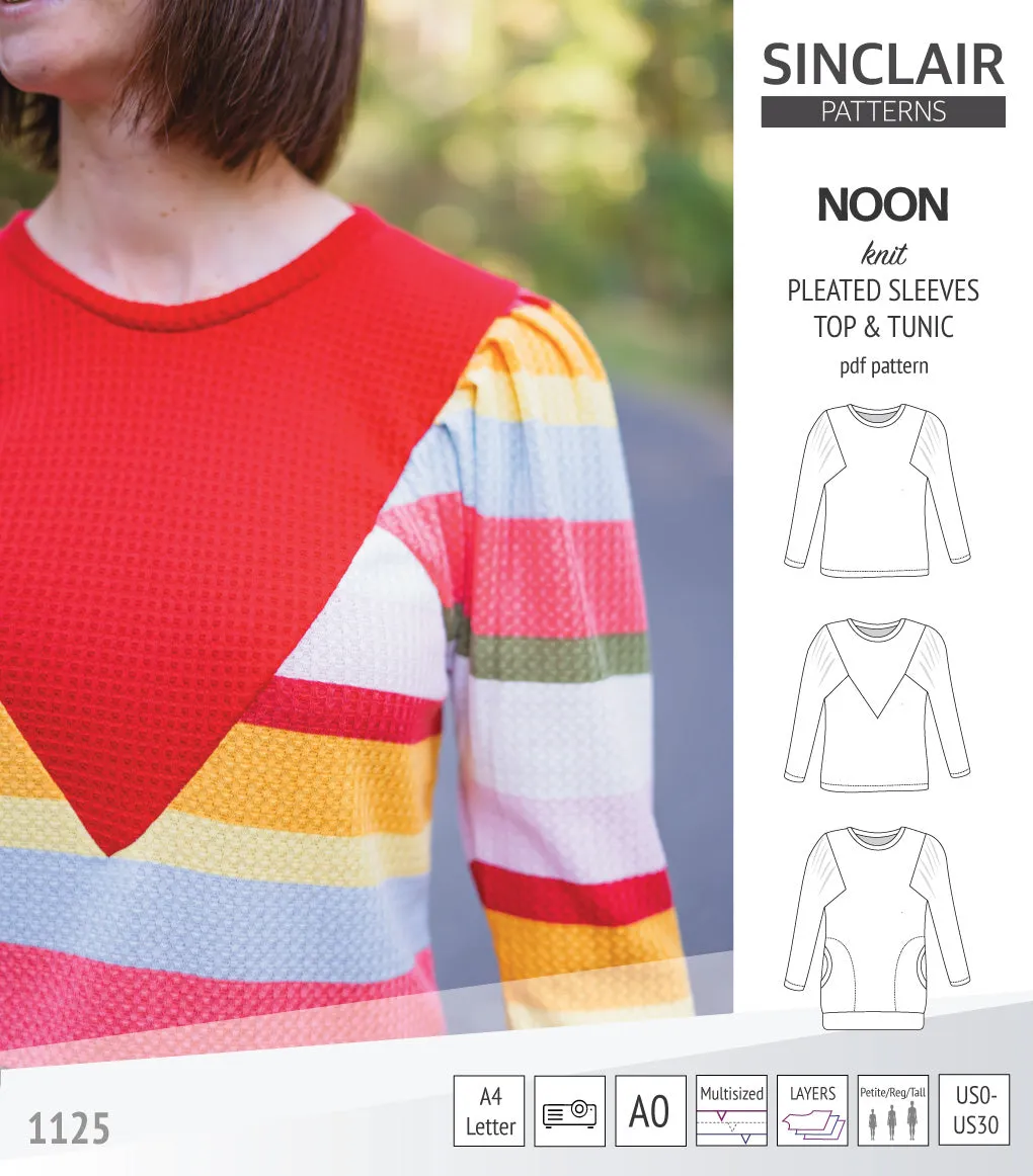 Noon pleated sleeves knit top and tunic (PDF)
