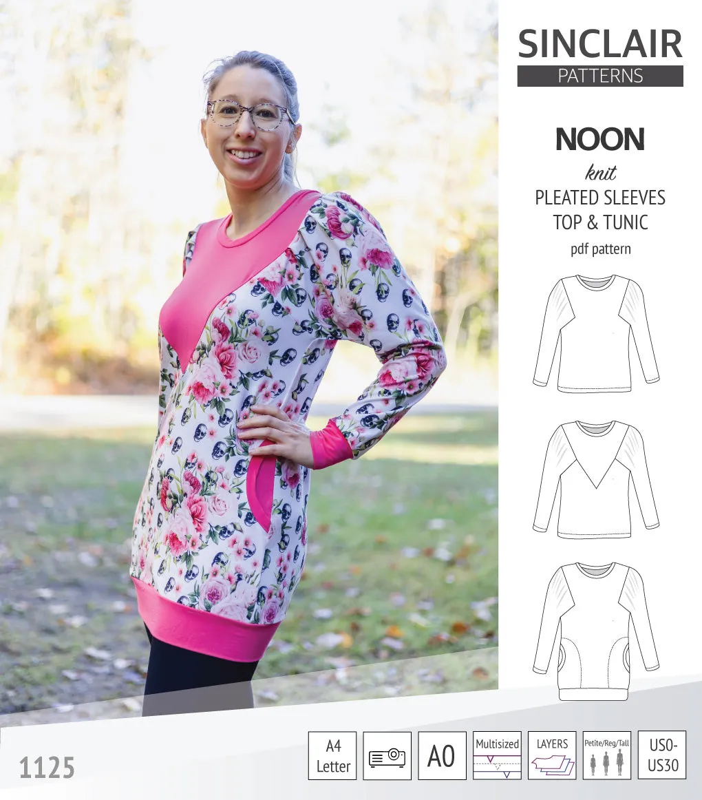 Noon pleated sleeves knit top and tunic (PDF)