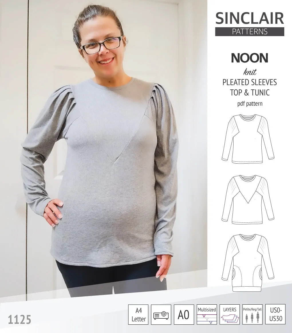 Noon pleated sleeves knit top and tunic (PDF)