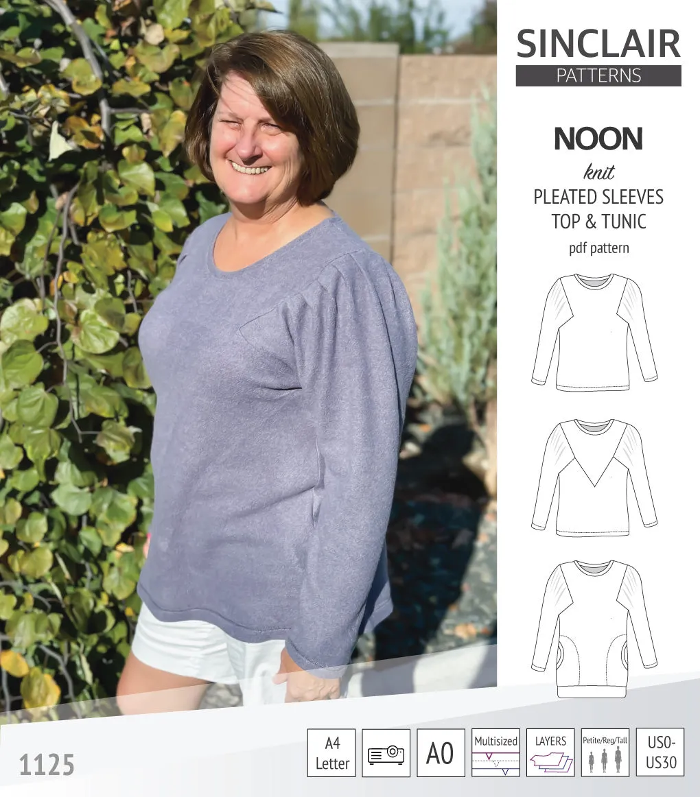 Noon pleated sleeves knit top and tunic (PDF)