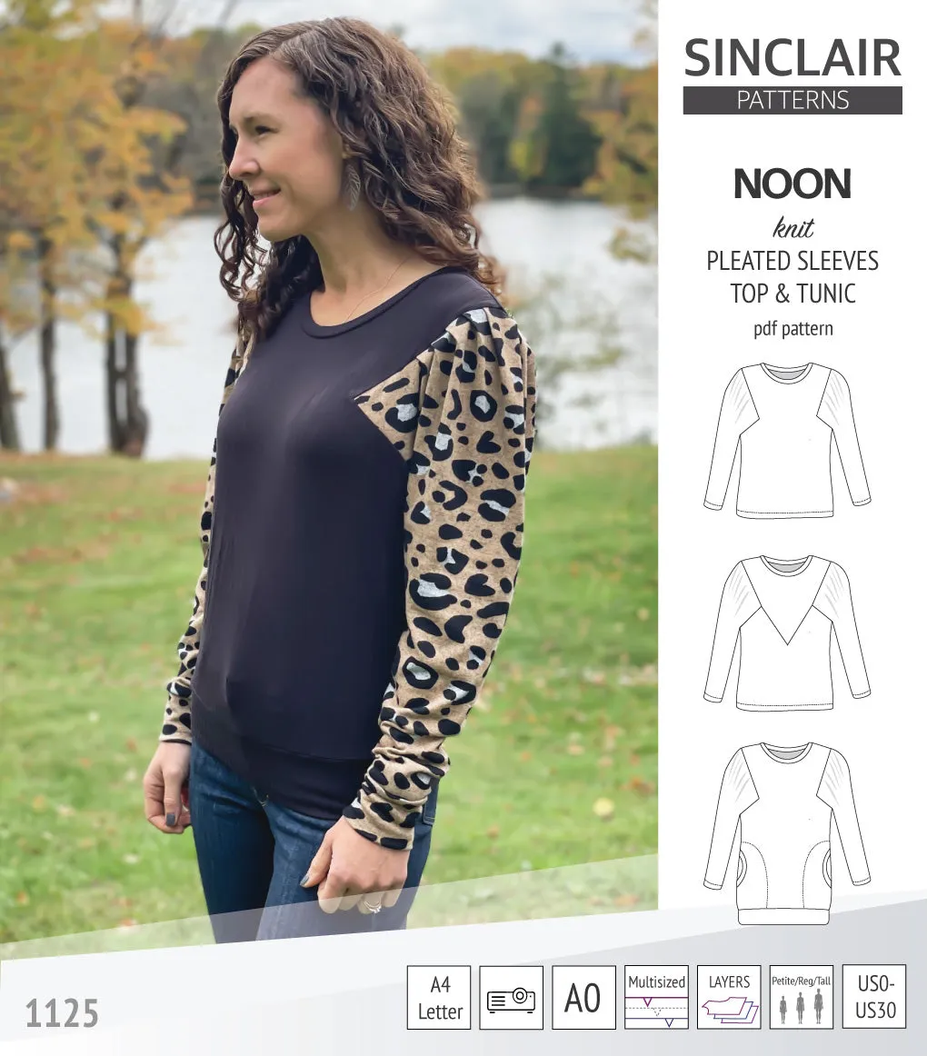 Noon pleated sleeves knit top and tunic (PDF)