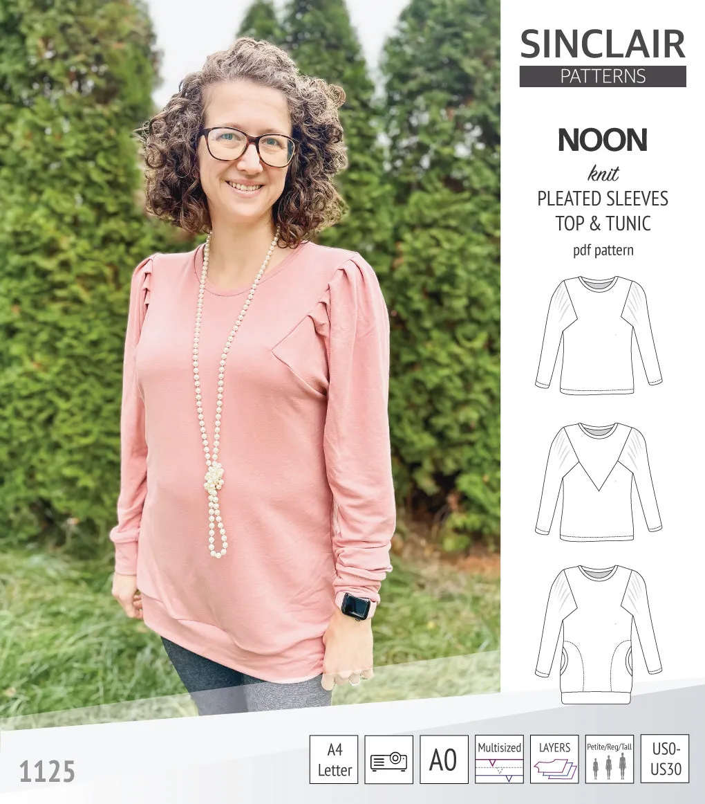 Noon pleated sleeves knit top and tunic (PDF)