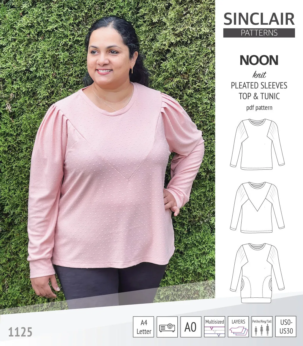Noon pleated sleeves knit top and tunic (PDF)