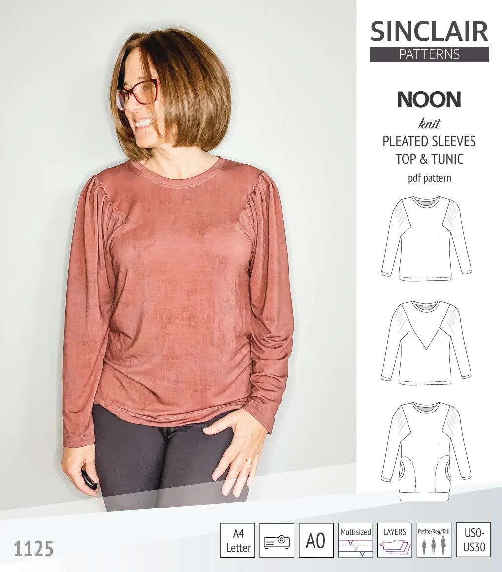 Noon pleated sleeves knit top and tunic (PDF)