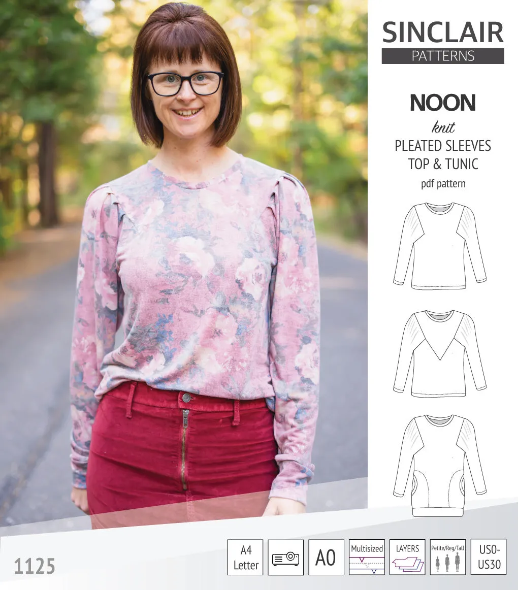 Noon pleated sleeves knit top and tunic (PDF)