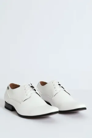 Panelled Lace Up Derby Shoe - White