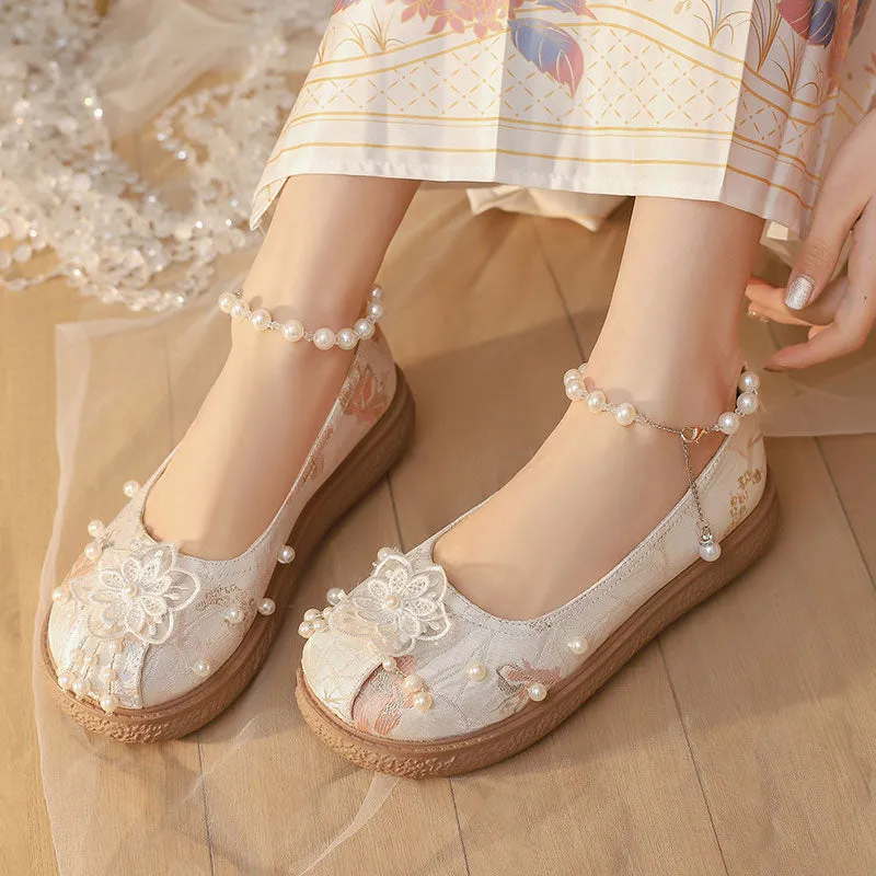 Pearl Flower Hanfu Shoes