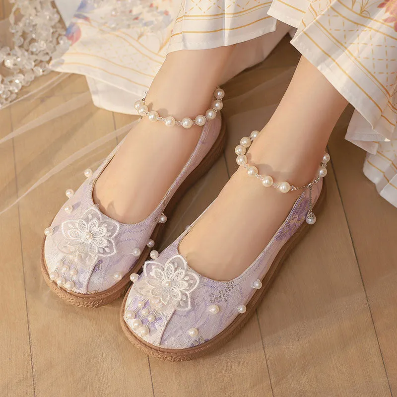 Pearl Flower Hanfu Shoes