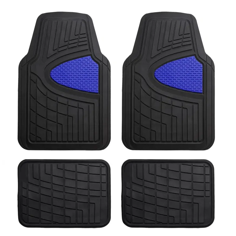 Premium Tall Channel Trimmable Non-Slip Rubber Floor Mats Full Set