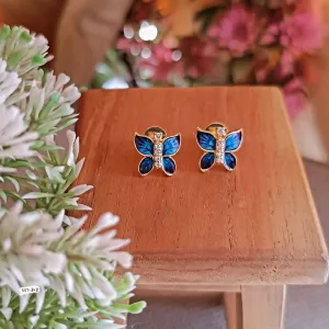 Pure 925 Silver Meena Butterfly Stud Earrings