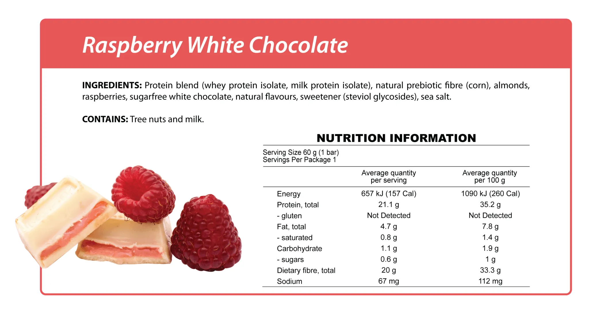 Raspberry White Chocolate Smart Protein Bar - Best Before 24 Apr 2025