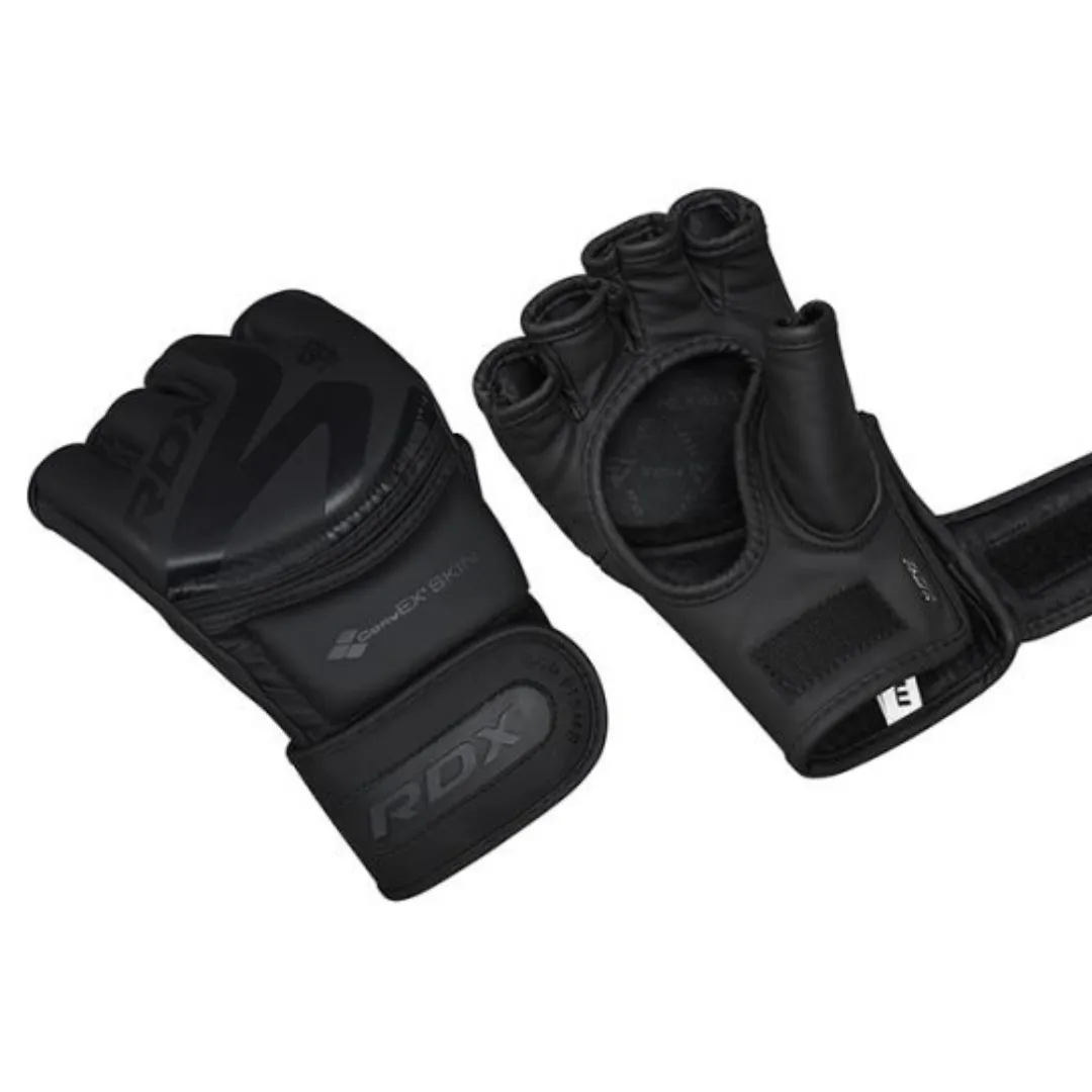 RDX F15 NOIR MMA GRAPPLING TRAINING GLOVES OPEN PALM THUMB PROTECTION
