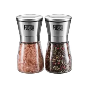 Salt And Pepper Adjustable Grinder Set Stainless Steel Clear Acrylic Body