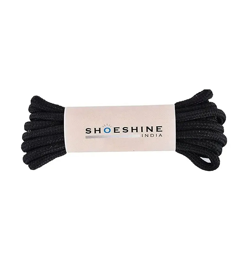 SHOESHINE Shoe Lace (1 Pair) 4mm Black Round Shoelace & Boot Laces