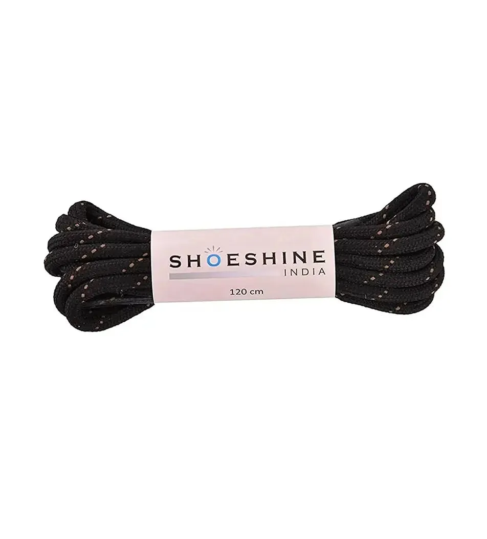 SHOESHINE Shoe Lace (1 Pair) 4mm Black Round Shoelace & Boot Laces