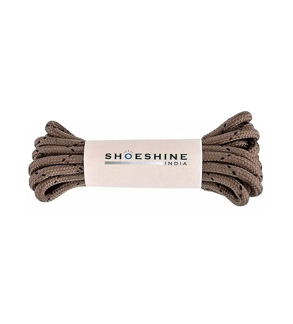 SHOESHINE Shoe Lace (1 Pair) 4mm Dark Brown with 2 White Lines Round Shoelace & Boot Laces