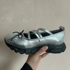 Silver Bow Deco Ballet Sneakers