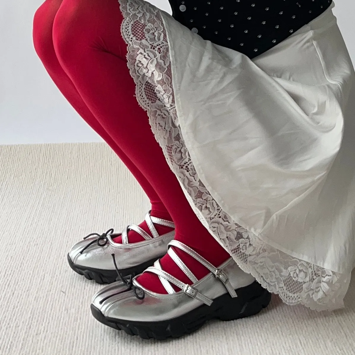 Silver Bow Deco Ballet Sneakers